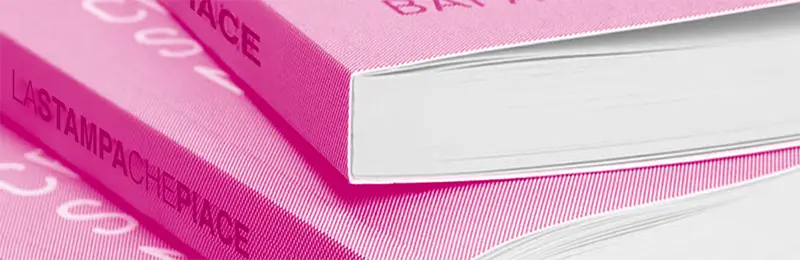 esempi di brossura fresata, i fogli sono singolarmente incollati alla copertina